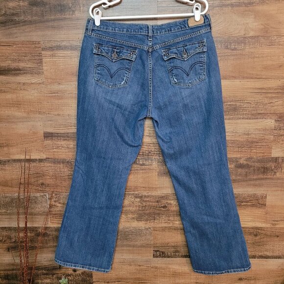 Levi's Jeans Womens 16 Bootcut 515 Button Flap Studded Mid Rise Stretch Denim - Picture 3 of 11